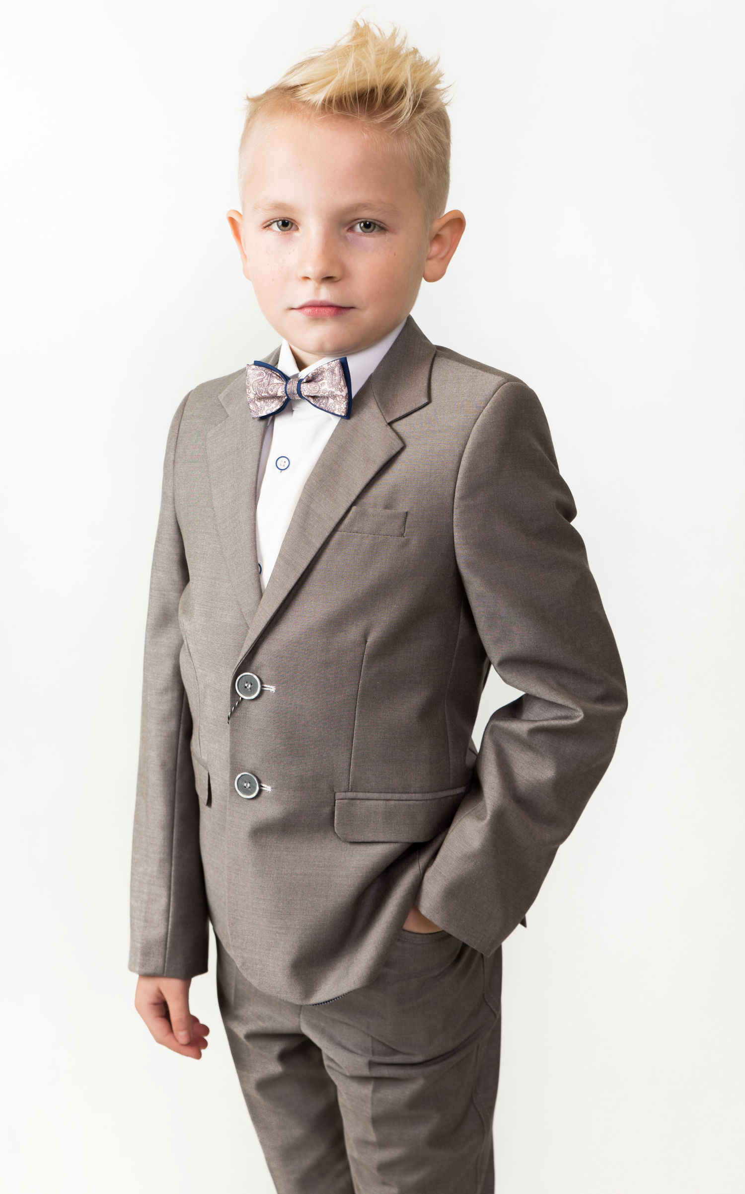 Communion suit for a boy, beige, slim - Boy's suits - Product - semina.pl